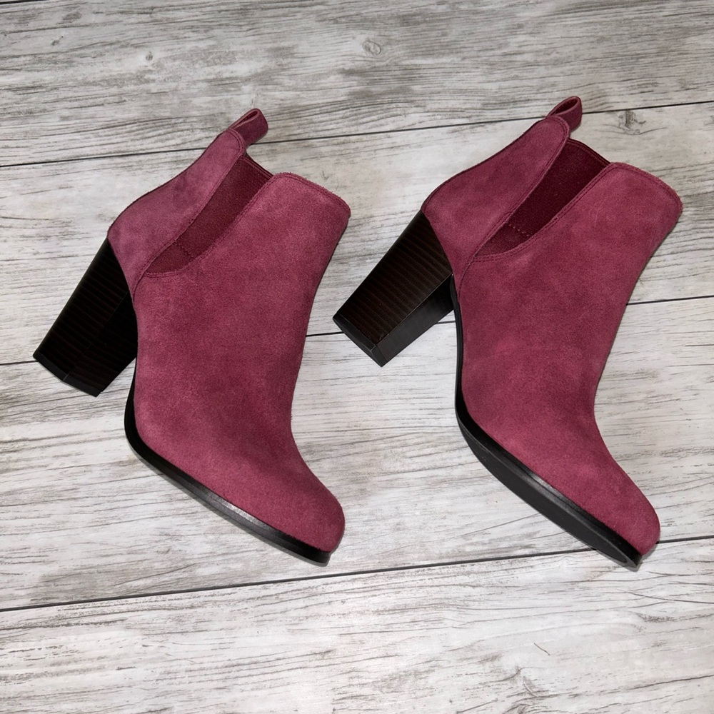 Michael Michael Kors Suede Ankle Boots - maroon Size 7.5 NWOT - Picture 3 of 4